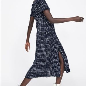 Zara Tweed Dress With Gemstone Buttons